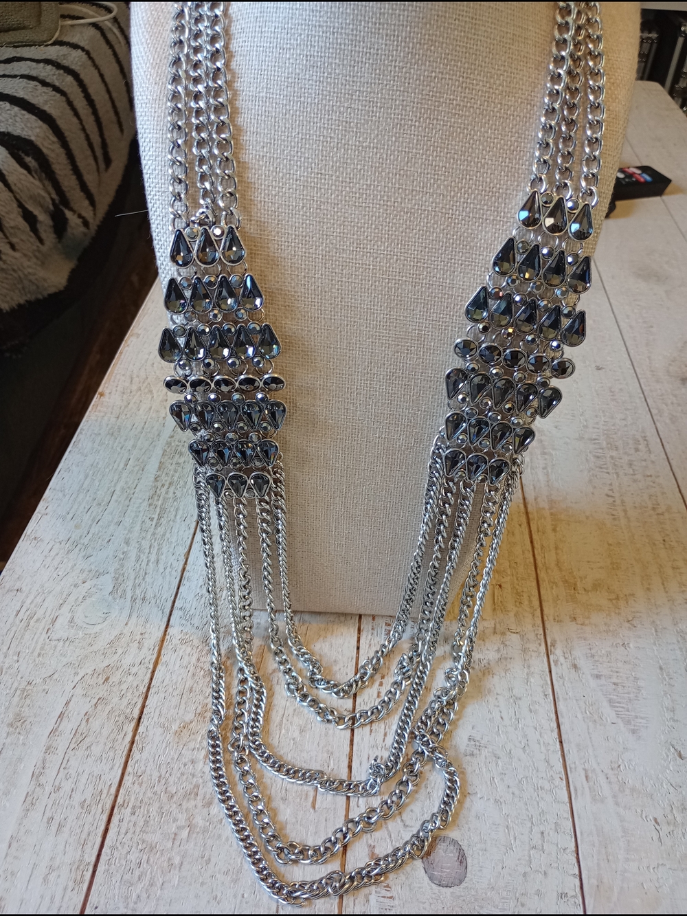 Vintage Zi-Silver Multi-Strand Teardrop Necklace